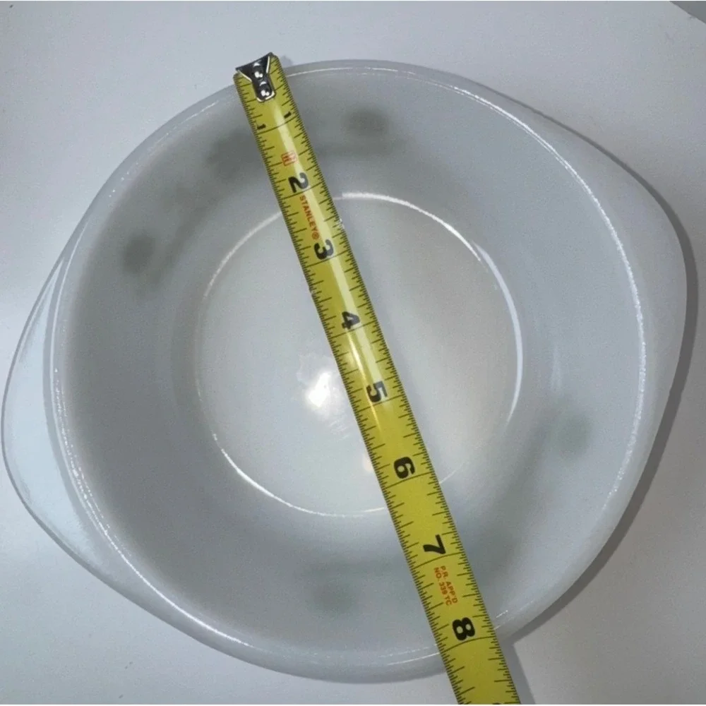 Glasbake Casserole Dish Unisex‎ OS White Green Daisy Milk Glass Oval J2600 MCM